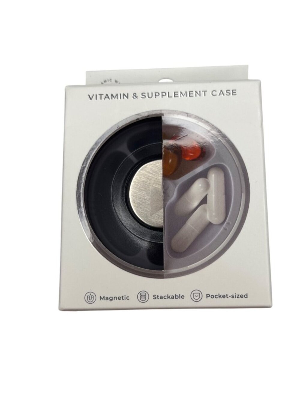 Vitamin & Supplement Case Magnetic Stackable Compact Silicone 3 Compartments 22q